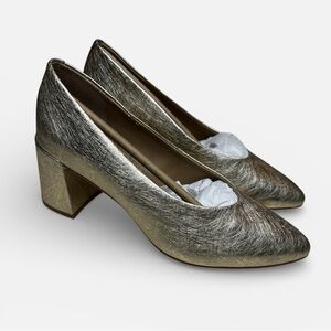 M4D3 gold Metallic Women's Block Heels
